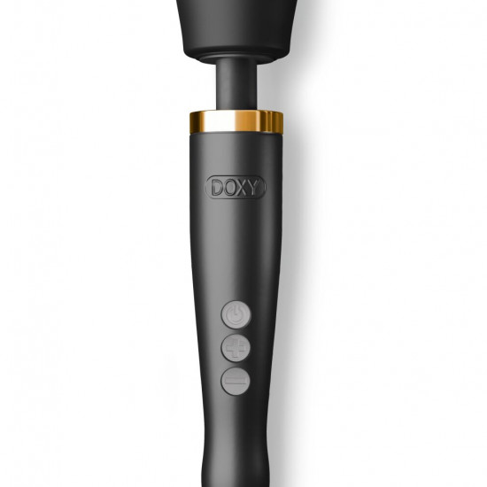 Преміальний вібромасажер DOXY Die Cast матово-чорний, з покриттям із 24-каратного золота