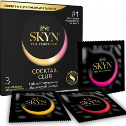 Презервативи SKYN Cocktail Club 3 шт, смаки Pina Colada, Cherry Sunrise та Passion Daiquiri