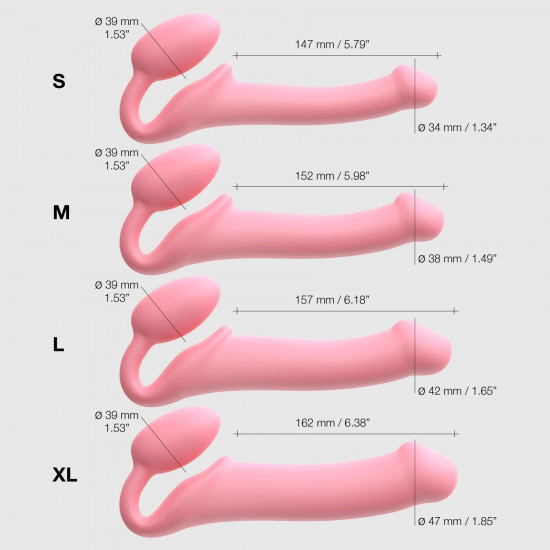 Безремінний страпон Strap-On-Me Rose XL, повністю регульований, діаметр 4,5 см