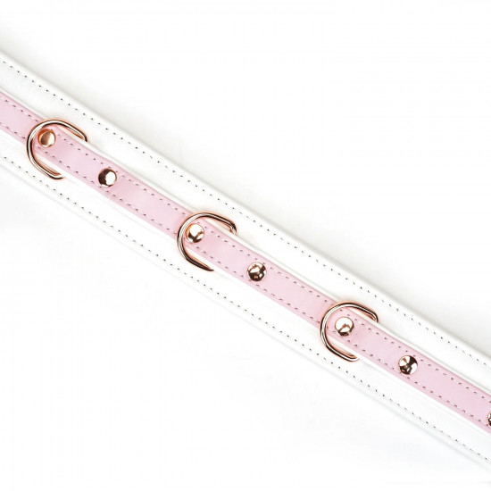 Нашийник з повідцем Liebe Seele White & Pink Fairy Goat Leather Collar
