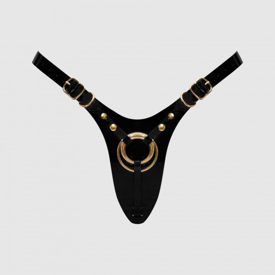 Трусики для страпона Strap-On-Me Leatherette Harness Fabulous - One Size - Black Glossy