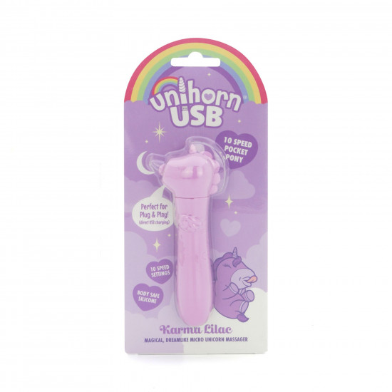 Вібратор-єдиноріжка Unihorn USB Bullet - Karma Lilac, віброкуля, USB-зарядка