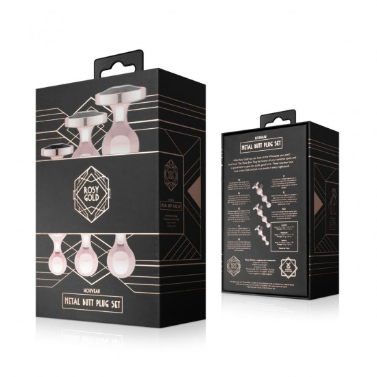 Набір анальних іграшок Rosy Gold - Metal Butt Plug Set 3 Pieces