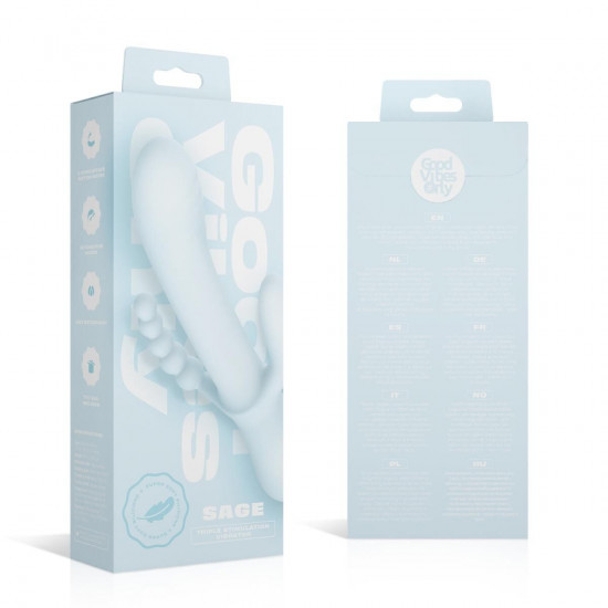 Вібратор-кролик Good Vibes Only - SAGE Triple Stimulation Vibe Soft Silicone - Blue