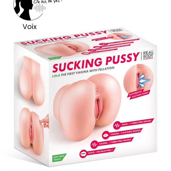Смоктальна вагіна-мастурбатор Real Body Real Lola, вагіна та анус, з вібрацією і звуком