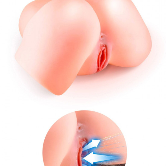 Смоктальна вагіна-мастурбатор Real Body Real Nina, вагіна та анус, з вібрацією і звуком