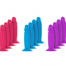 Набір фалоімітаторів ADDICTION Silly Willy 3.3” Silicone Dildo, 3 кольори, 12 шт