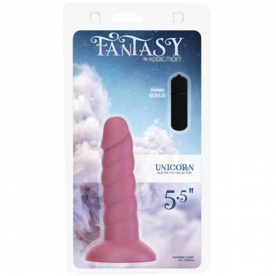 Фалоімітатор Fantasy by Addiction Unicorn Dildo 5.5” Pink, віброкуля в подарунок