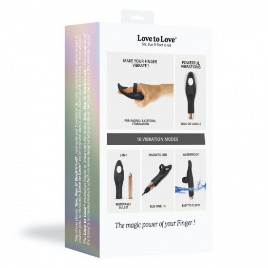 Вибратор на палец Love To Love Tickle me - BLACK ONYX перезаряжаемый, 3 варианта использования