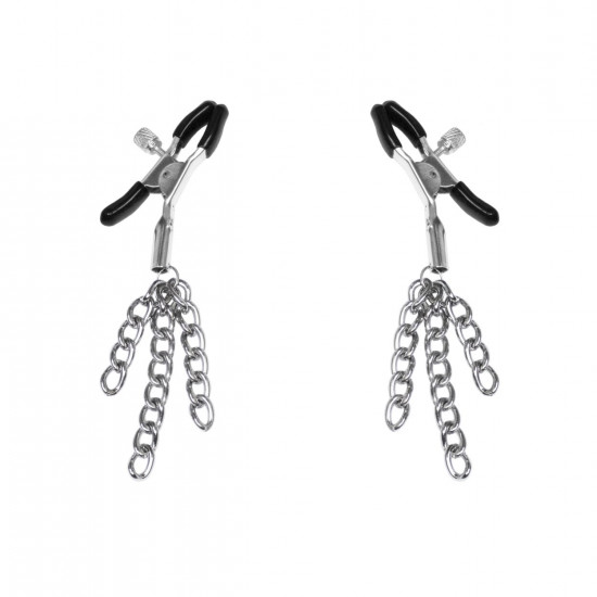 Зажимы для сосков с кисточками Feral Feelings - Nipple clamps Tassels, серебро/черный