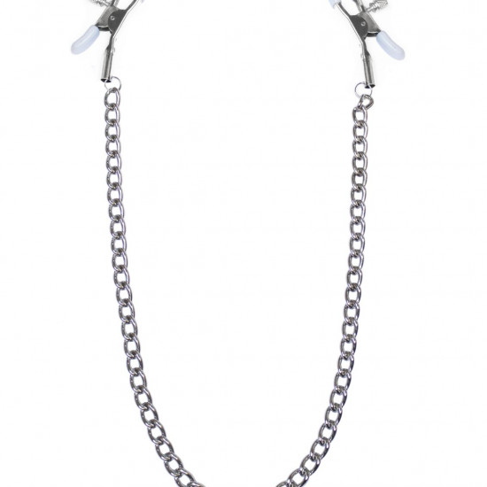 Зажимы для сосков с цепочкой Feral Feelings - Nipple clamps Classic, серебро/белый