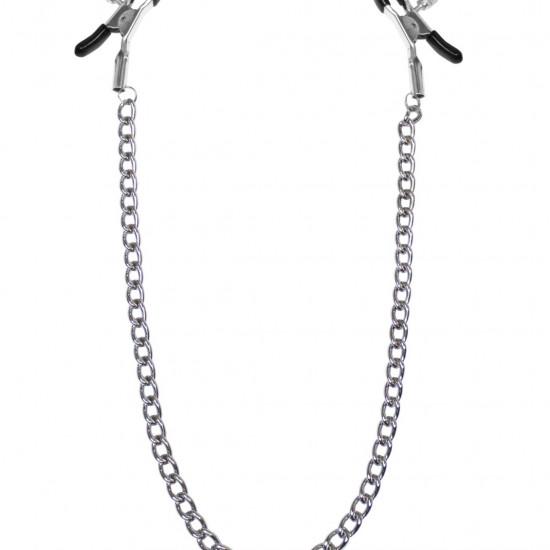 Зажимы для сосков с цепочкой Feral Feelings - Nipple clamps Classic, серебро/черный